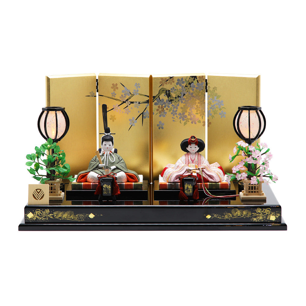 和華雛 親王飾り 本漆黒塗沈金飾り 15-195-2008 セット 雛人形