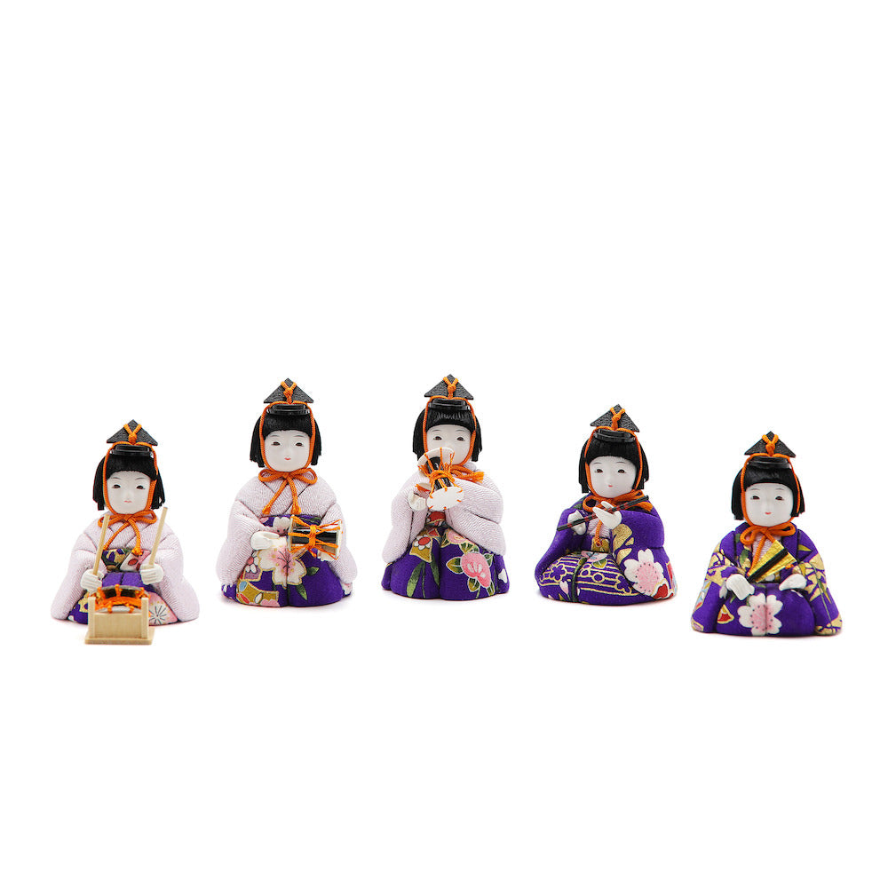 五人囃子 (GB-024) 五人囃子 藤色と濃紫の京友禅 五人並び