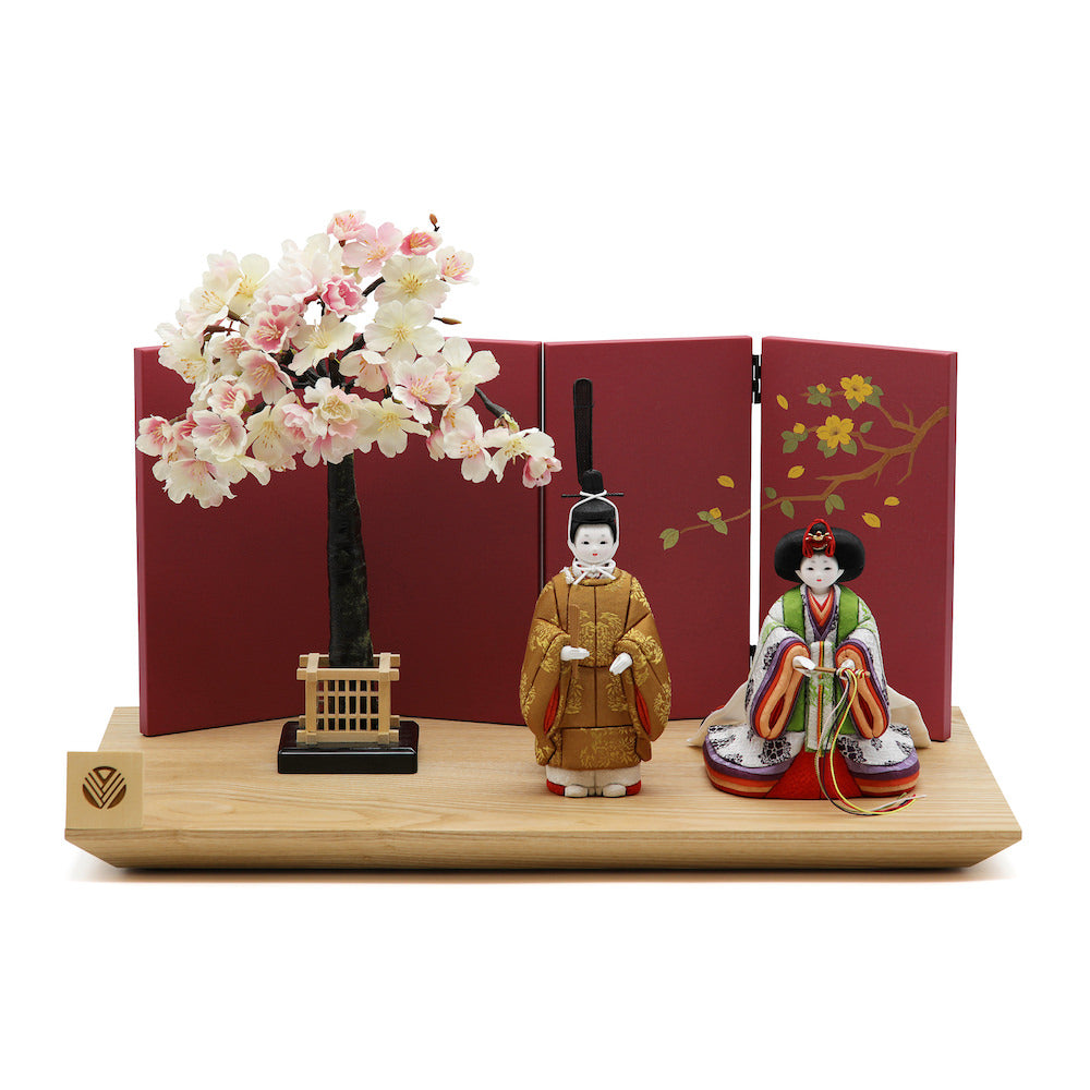 令和立雛 立雛飾り タモ木目飾り台 手まり桜 T-191-23142 セット 雛人形