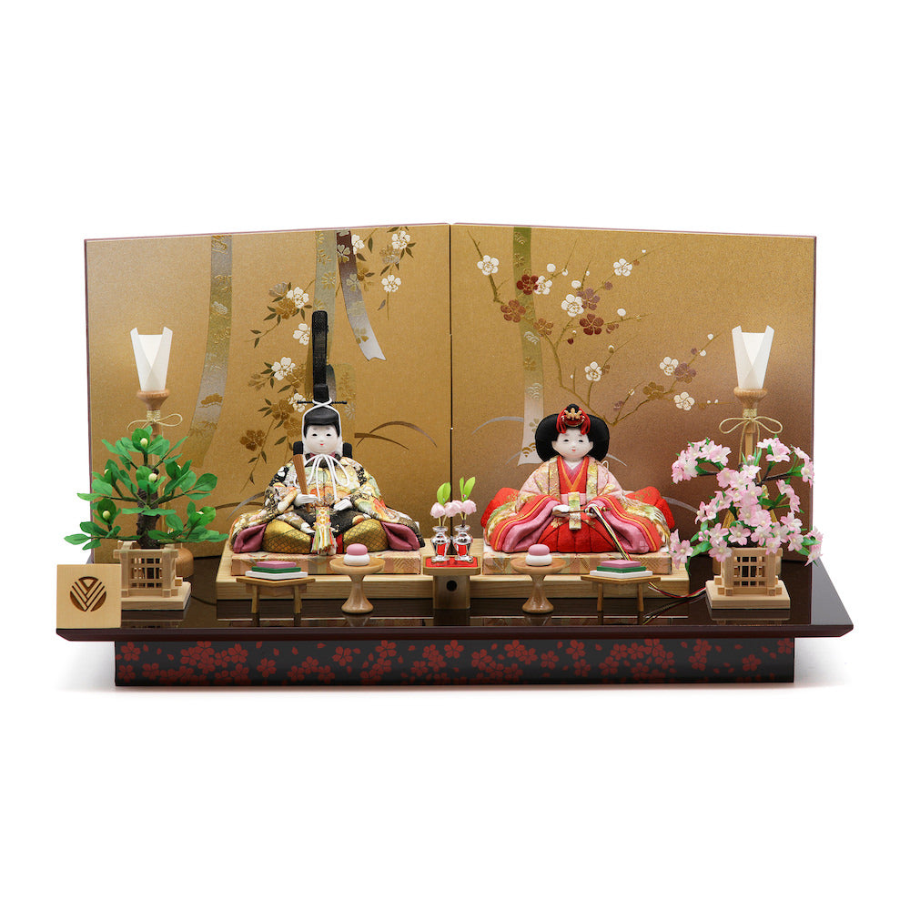 花純雛15号 親王飾り 溜色塗桜柄飾り台 15-124-2155 セット 雛人形