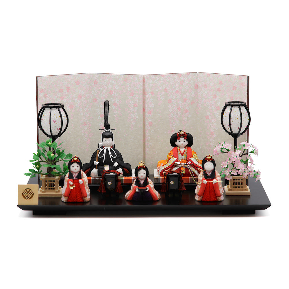 令花雛 五人飾り 黒塗半艶飾り台 13-5169-1923 セット 雛人形