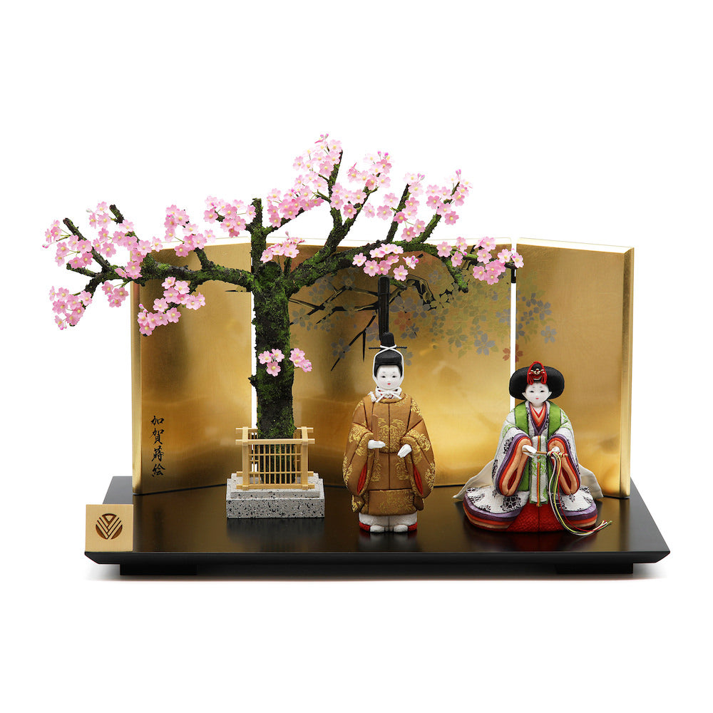令和立雛 立雛飾り 黒塗半艶飾り台 小春桜一本飾り T-191-2024 セット 雛人形