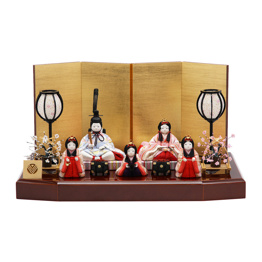 静花雛 五人飾り 六角溜色塗飾り台 15-52147383 セット 雛人形