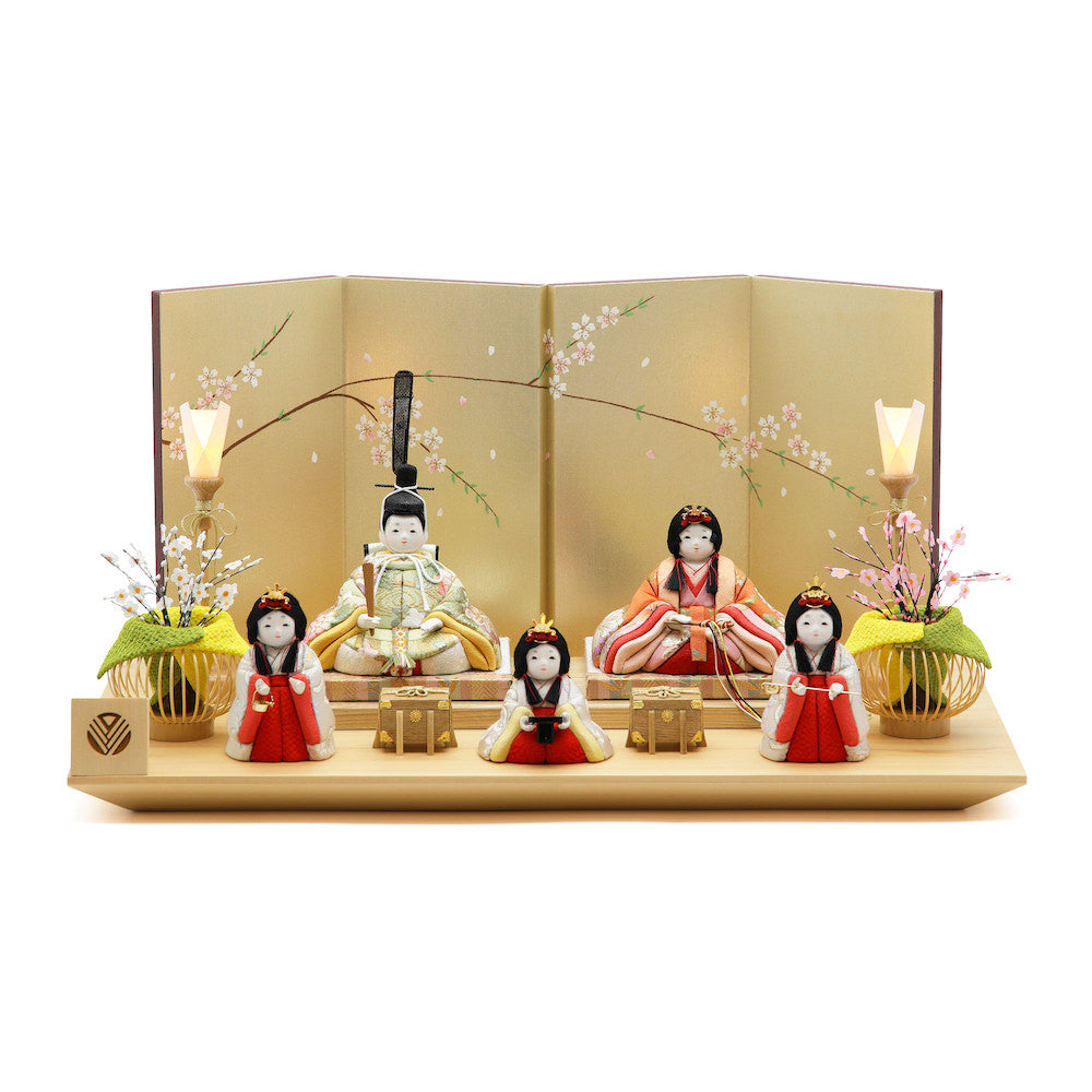 彩春雛 五人飾り 木曽檜飾り台 14-503-2156 セット 雛人形