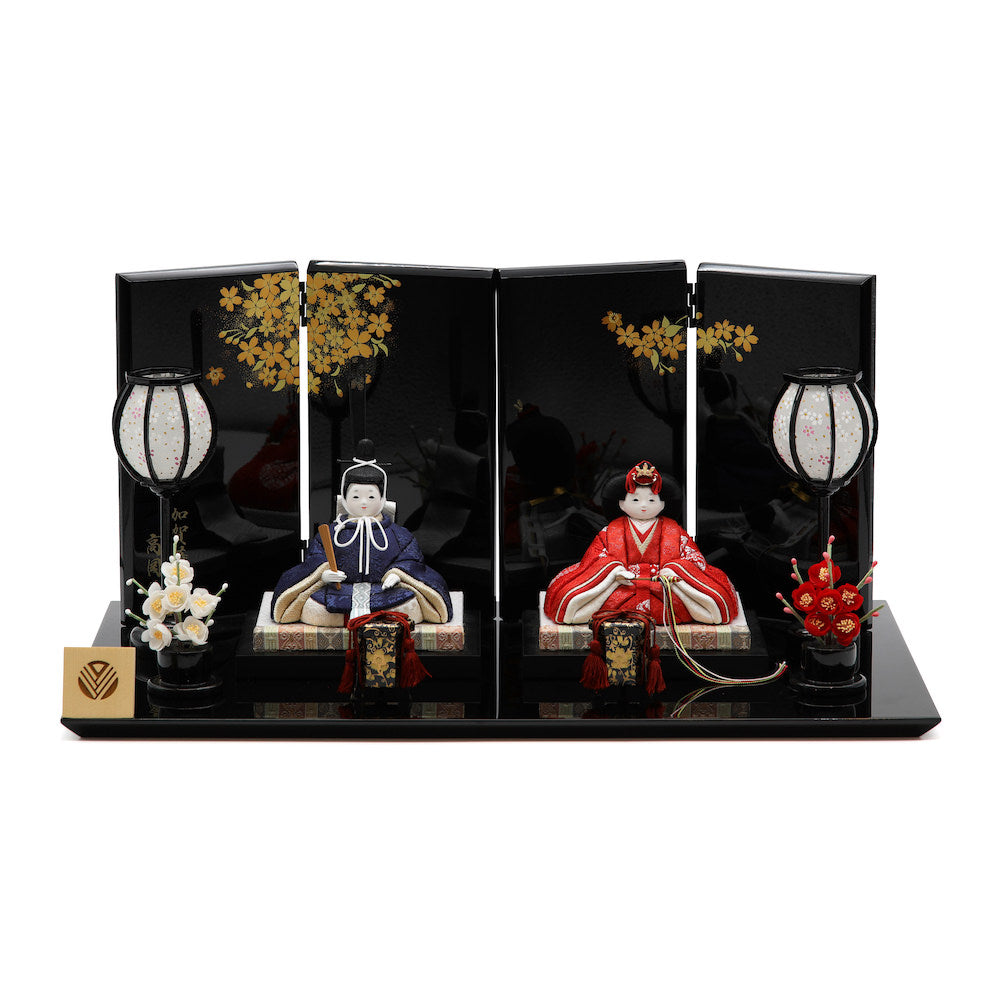 春妃雛 親王飾り 黒塗台蒔絵屏風 14-237-2211 セット 雛人形