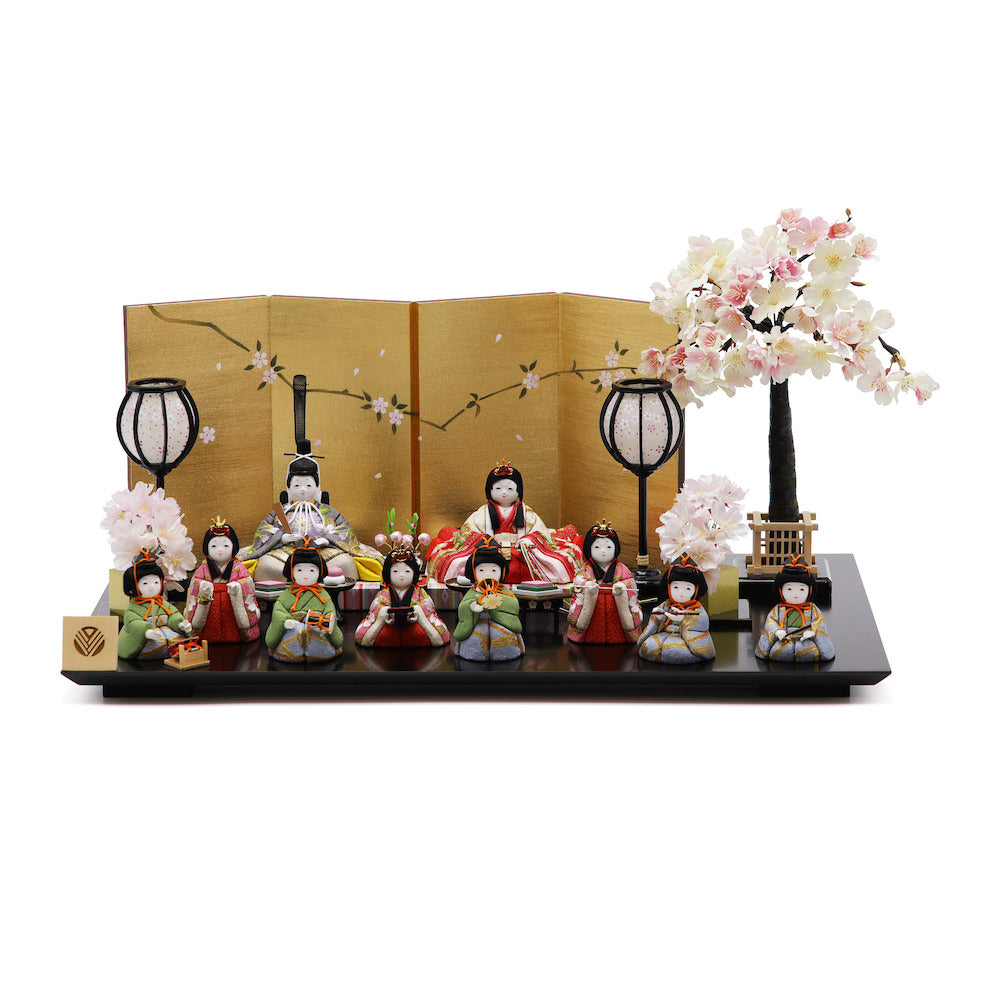 花凛雛 十人飾り 黒塗半艶飾り台 手まり桜 15-10163-1938 セット 雛人形