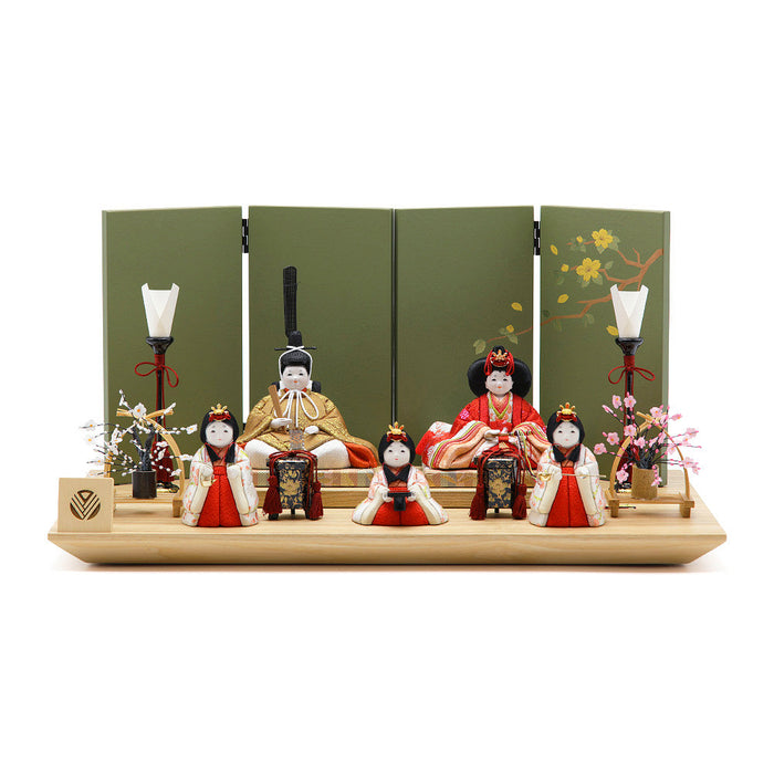 五人飾り タモ木目飾り台