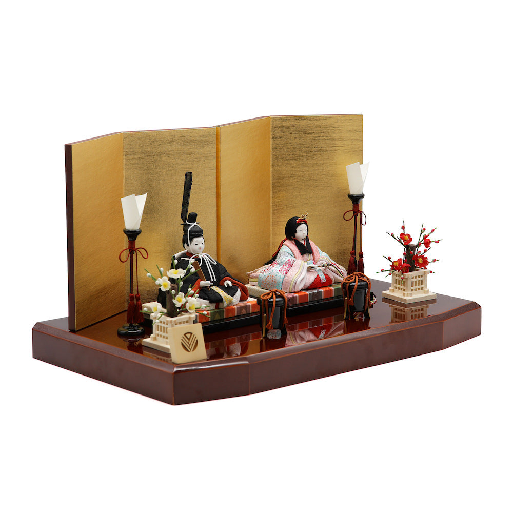 令音雛 親王飾り 六角溜色塗飾り台 14-172-1906 セット 雛人形